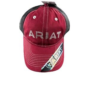 ARIAT Womens Rhinestone Adjustable Snapback Baseball‎ Cap, Burgundy NWT Western
